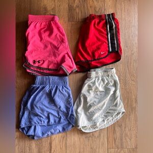 NIKE/UA/Gap Fit Shorts Bundle of 4 Women’s Running Shorts Lined Athletic Shorts